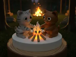 Gemütliches Katzen-Lagerfeuer (LED Version)
