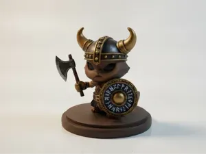 Tiny Viking Cat with Axe and Shield STL | Model