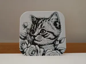 Dessous de verre chaton et rose hueforge