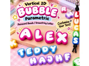Parametric 2D Bubble Letter Beads Paracord NAME