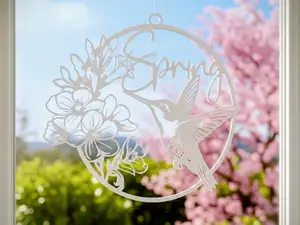 Frühlingszauber: Kolibri & Blüten Fensterbild