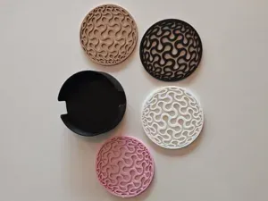 3D Illusion Organic Coaster Set with Holder