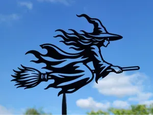 Flying Witch 2D Wall Art Halloween Fantasy Decor