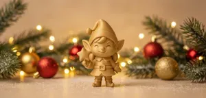 Smiling Elf with Star Christmas Figurine