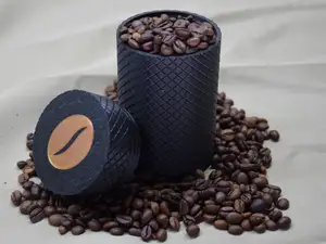 Textured Coffee Bean Storage Jar with Lid 