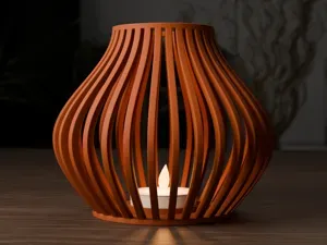 Flow Lantern | Ribbed LED Tealight Holder