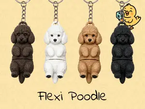 Cute Poodle Keychain – Articulated Flexi Toy Dog