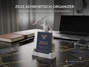 Zeus Statue Business Card Holder Desk Organizer