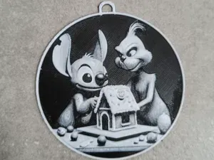 Stitch and Grinch Christmas ornament