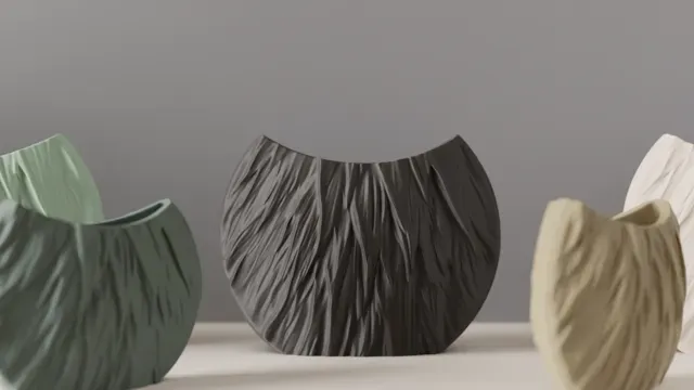 Modern Circular Vase. Fur Style Texture vase. — Фото 4 из 9
