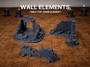 Zerstörte Mauer Elemente Terrain Gebäude Tor DnD 