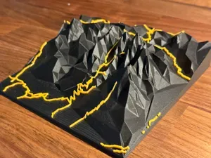 Grand Teton Low Poly 3D Map with Hiking Trails