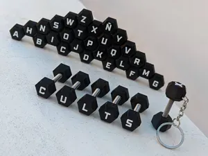 Hexagonal Dumbbells with Your Initial | Keychain