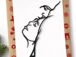 Minimalist Love Faces Sculpture – Valentine Decor