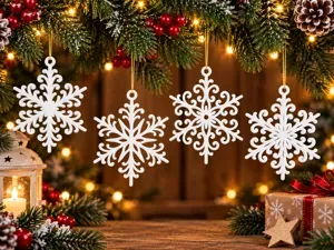 Snowflake Christmas Ornaments – Set of 4