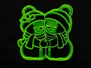 Hugging Snowmen Cookie Cutter & Stamp Set