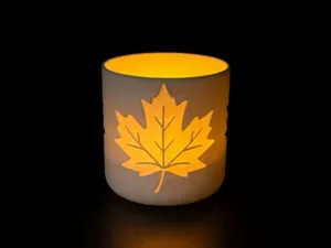 Teelicht mit Herbstdekor - Ahorn Version 2