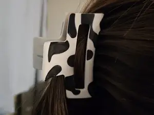 Cow Print Hair Clip - Heat-Molded Curved Clip