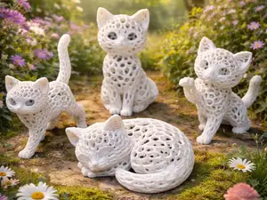 Vier Baby-Katzen – Voronoi-Design