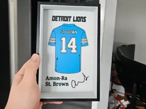 Detroit Lions Amon-Ra St. Brown jersey display