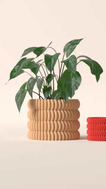 easy to print plant pot. Ribbed disk style planter — Фото 3 из 11