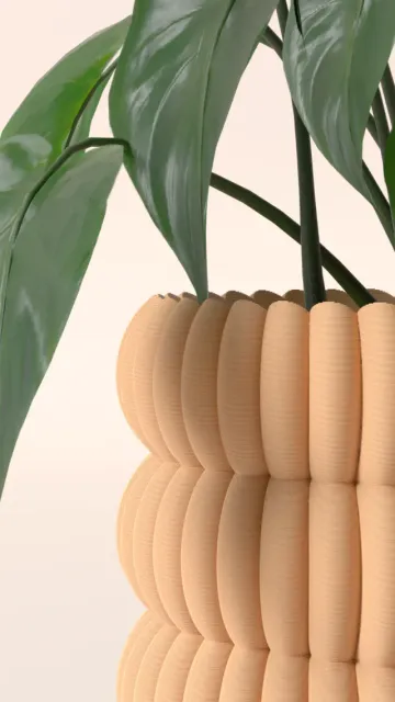 easy to print plant pot. Ribbed disk style planter — Фото 9 из 11