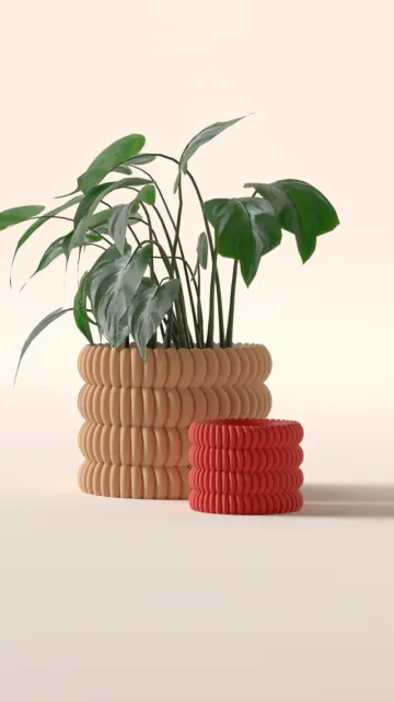 easy to print plant pot. Ribbed disk style planter — Фото 10 из 11