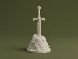 Fantasy Sword in the Stone Decor 3D Model