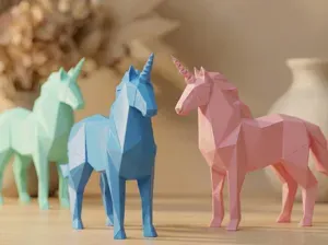Cute Origami Unicorn - Minimalistic Japandi Decor