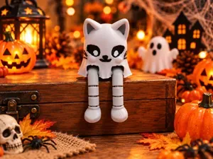 Spooky Long-Legged Cat - Ghost Cat Keychain