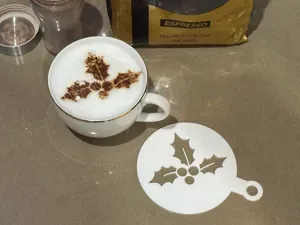 Holly Christmas Coffee Stencil Cappuccino xmas