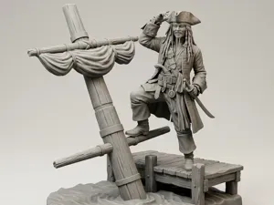 Captain Jack Sparrow Sinking Ship Dock Statue