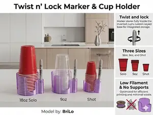 Twist n' Lock Marker and Cup Holder 18oz/9oz/Shot
