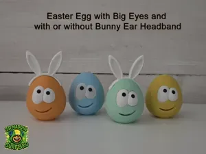 Easter Egg with Big Eyes and Bunny Ear Headband