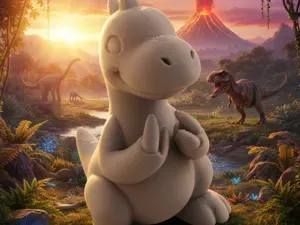 Dino heureux avec griffes