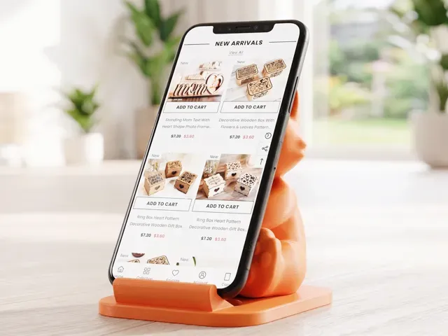 Cute Kitty Bear Phone Stand Hugging Heart #42 — Фото 2 из 3