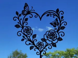 Floral Heart Butterfly 2D Wall Art