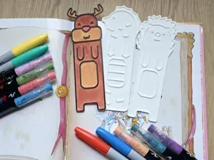 Seahorse Reindeer Hedgehog Bookmark Coloring Craft