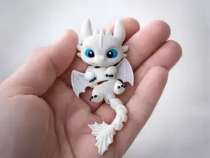 Articulated Light Fury Dragon Keychain