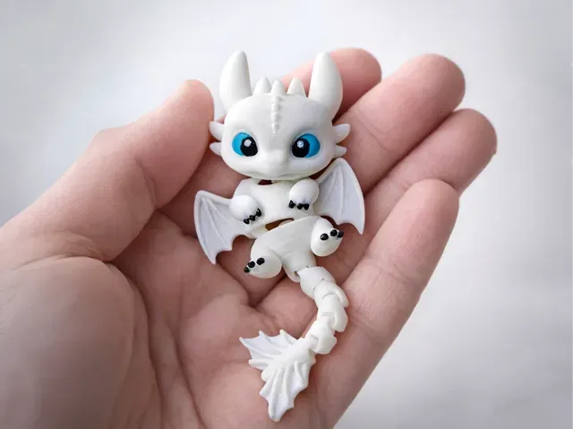 Articulated Light Fury Dragon Keychain