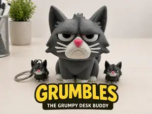 Grumbles the Grumpy Desk Buddy + Mini and Keychain