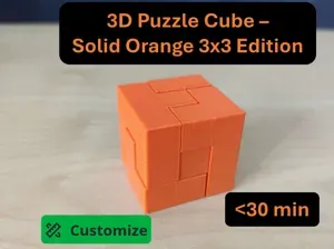3D Puzzle Cube – Solid Orange 3x3 Edition