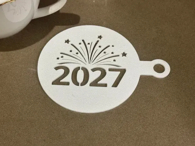 2027 Coffee Stencil - New Year Coffee Art — Image 2 of 5