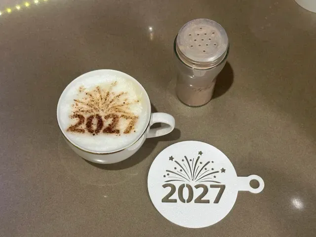 2027 Coffee Stencil - New Year Coffee Art — Image 3 of 5