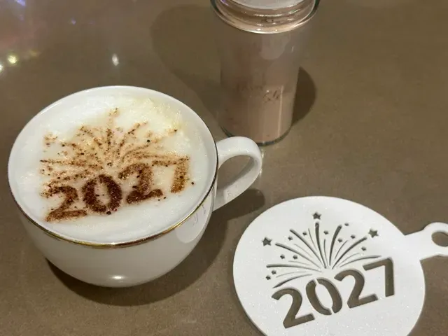 2027 Coffee Stencil - New Year Coffee Art — Image 4 of 5