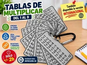 Llavero aprendizaje tablas de multiplicar