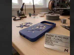 Coque iphone 18 pro max a modéle floral TPU