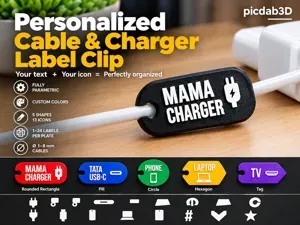 Personalized Cable & Charger Label Clip