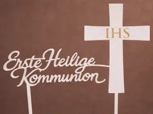 First Holy Communion Topper with Cross IHS