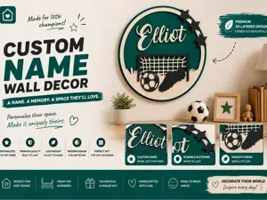 Deco de futbol para nombre personalizado